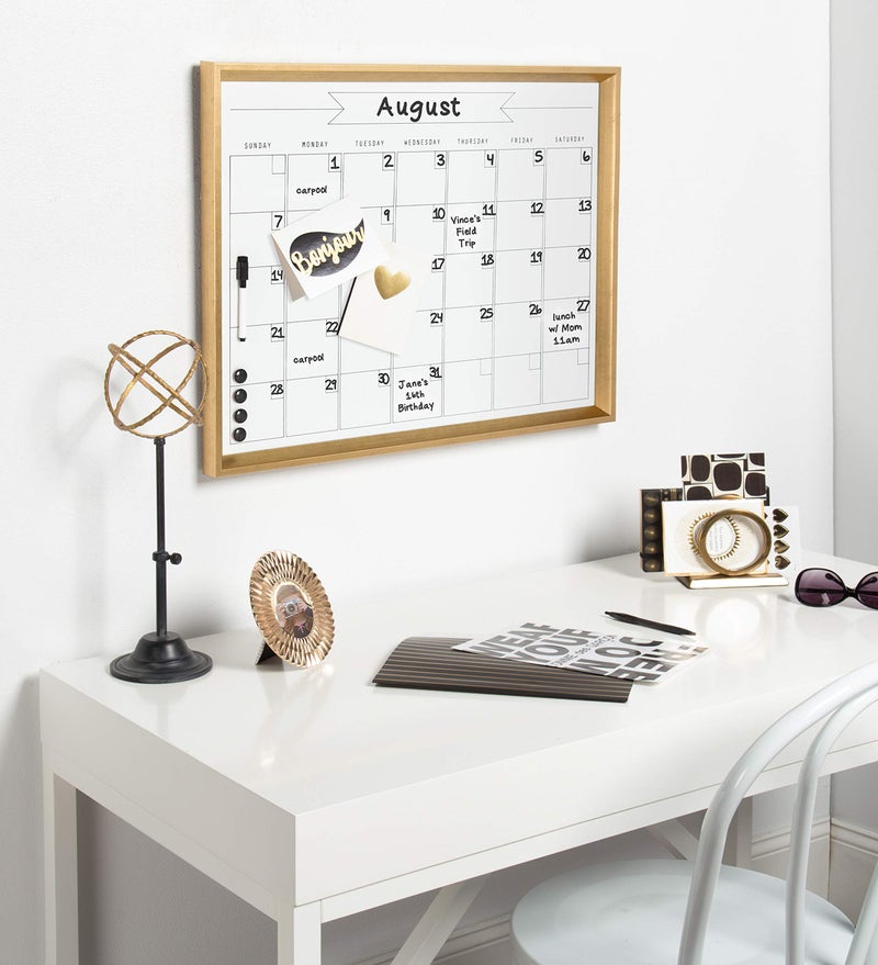 DesignOvation Calter Modern Framed Magnetic Dry Erase Monthly Calendar, Gold - Image 4